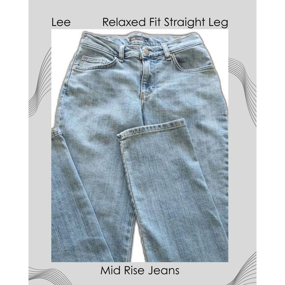 Lee Denim - Lee Size 2 Relaxed Fit Straight Leg Mid Rise Blue Jean Denim Fall Winter Cowgirl